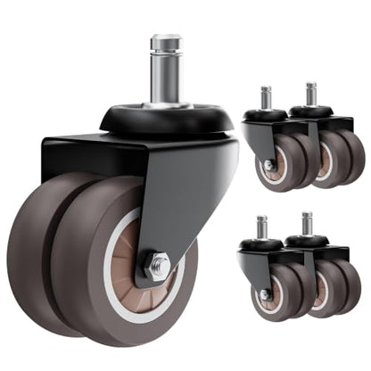 2" Dual Wheel Chair Casters Set of 5 - Heavy Duty Grey - color: Grey