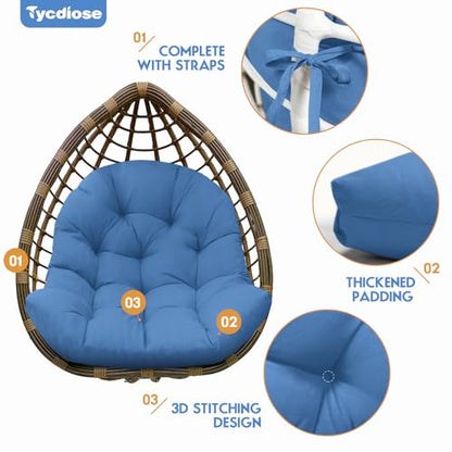 Egg Chair Cushion Replacement, Waterproof Outdoor Hanging Egg Chair Cushion Hammock Swing Chairs Cushions Pad, U-Shaped Thickened Cushions for Hanging Eggs Chairs, 47x33x7 Inches (Royal Blue) - color: Royal Blue