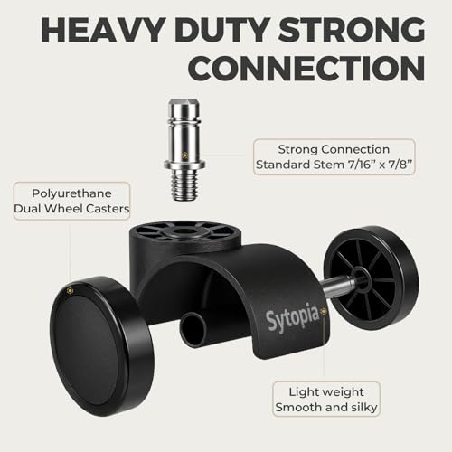 Sytopia Office Chair Wheels, Universal Standard Stem 7/16 inch x 7/8 inch, 2" Upgraded Quiet Caster Wheels Safe for All Floors Include Hardwood & Carpet, Not for 1KEA, Easy to Install, Set of 5 - color: Plastic-2 Inch