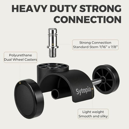 Sytopia Office Chair Wheels, Universal Standard Stem 7/16 inch x 7/8 inch, 2" Upgraded Quiet Caster Wheels Safe for All Floors Include Hardwood & Carpet, Not for 1KEA, Easy to Install, Set of 5 - color: Plastic-2 Inch