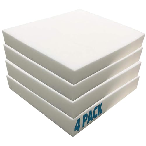 Foamma 4-Pack 1" x 20" x 20" High Density Upholstery Foam - Chair Cushion Square Foam for Dining Chairs, Wheelchair Seat Cushion Replacement - color: High Density, size: 1" x 20" x 20", style: 4 Pack
