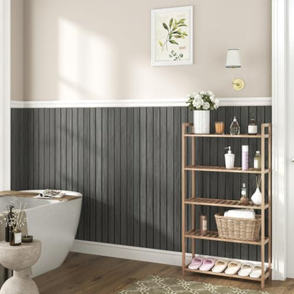 Black 3D Wall Panels Acoustic Wood Slat Wall Paneling for Walls - color: Black