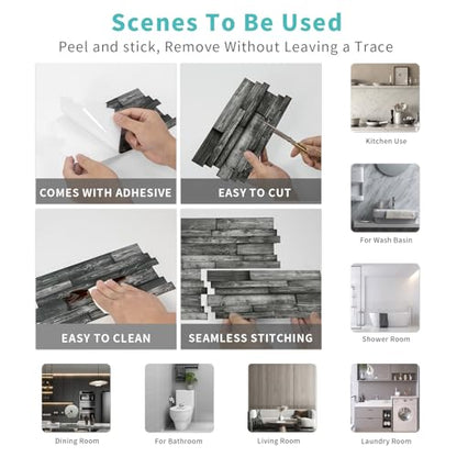 Peel and Stick Backsplash Tile Wall Stickers 24pcs 9.68x4.72 inch - color: Hzw-xy-htp-104