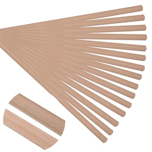 Soengsau 15-Pack 15.75" Unfinished Wood Astragal Trim - Easy to Paint, Cute Decorative Molding DIY Craft for Furniture Frame, Mirror Edge, Wall, Door, Closet, Dresser, Shelf