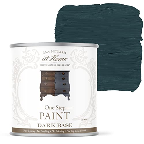 AMY HOWARD AT HOME Chalk-Based One Step Paint for Furniture, Cabinetry, Decor, Finish, and More | No Stripping, Sanding, or Priming | Dark Base | 16 Ounce | Brooks Grey - color: Brooks Grey, size: 16 Fl Oz (Pack of 1)