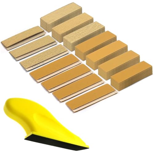 71Pcs Micro Detail Sanding Kit, Hand Sander & 80-600 Grit Sandpaper - style: 71Pcs Yellow