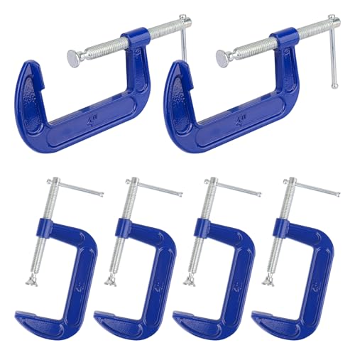 6 Pack 4 Inch C Clamp, Heavy Duty C Clamps, 4 Inch C-Clamp for Woodworking, Brake Calipers, Maintain, Building, DIY Project, Blue - size: 6 Pack 4 Inch