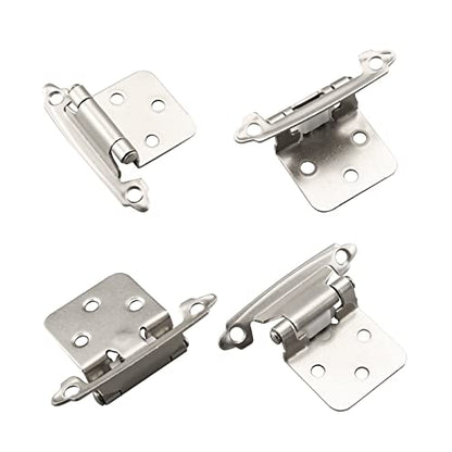 HOME MASTER HARDWARE Self Closing Overlay Cabinet Hinges 1/2" Variable Semi-Concealed Hinge for Kitchen Bathroom Hinges Flush Mount w/Cupboard Screws, Satin Nickel Finish 20 Pcs - color: Satin Nickel-20Pack, size: 1/2"Overlay