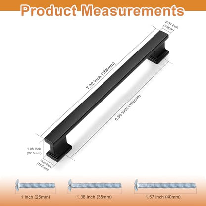 Probrico 10 Pack Matte Black Kitchen Cabinet Pulls 6.3 Inch (160mm) Hole Centers Cabinet Pulls for Cabinets Cupboard Handles Drawer Pulls - color: Black, size: 6.3 inch hole center