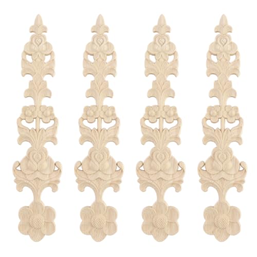 Wood Carved Onlays Appliques (Style8,4 pcs) - style: Style8,4 pcs