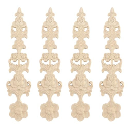 Wood Carved Onlays Appliques (Style8,4 pcs) - style: Style8,4 pcs