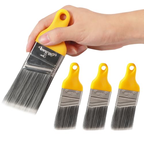 Voomey 4 Pcs 2 Inch Angled Paint Brush Set, Synthetic Bristles, Easy Grip Rubber Short Handle, Smooth Finishes Paint Brushes for Painting Walls, Cabinets, Sash, Edge, Corner, Cut in, Trim, Touch up - size: 2in 4pcs paint brush