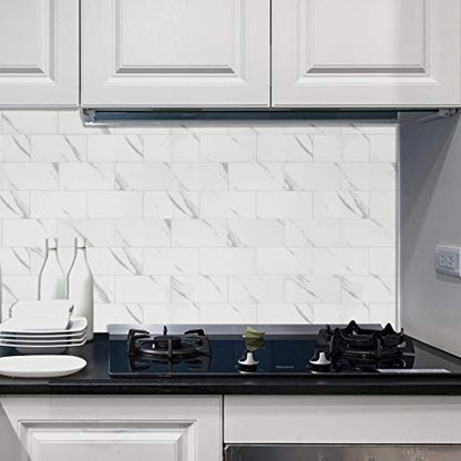BeNice Peel and Stick Tile Backsplash Bathroom Fishbelly White 23pcs - color: Fishbelly White