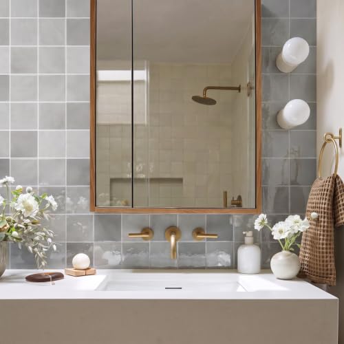 Commomy Thicker Peel and Stick Tiles 10 pcs of 12" x 12" Grey - color: Glossy Gradient Grey & Thicker Design