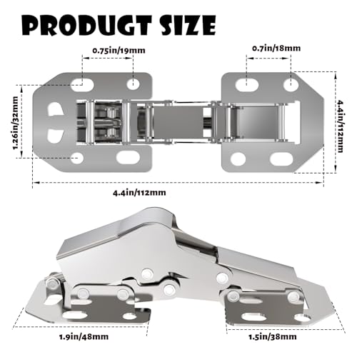 BESTEEL 80 Pcs Surface Mount Hinges Surface Mounting Hinge and Extra Bumper - size: 80 PCS