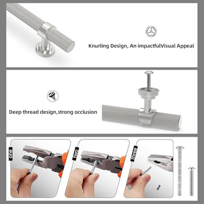 10 Pack 3.5 Inch Brushed Satin Nickel Kitchen Cabinet Handles - color: Brushed Satin Nickel, size: 3-3/4'' Hole Center(96mm)
