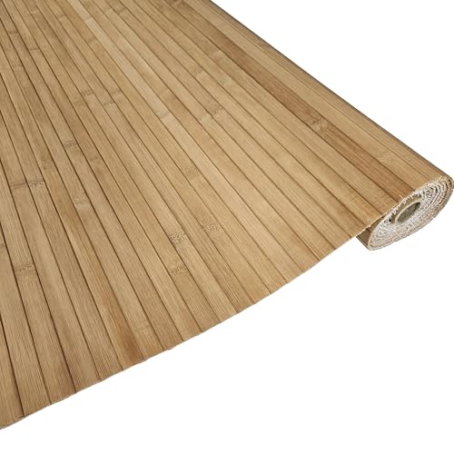 amaZulu Natural Bamboo Wall Panels 4x8 — Caramel Tambor Cladding, Flexible Accent Wall, Wainscoting & Ceiling Tile, Mesh-Backed, 32 sq ft, Indoor Use - color: Caramel