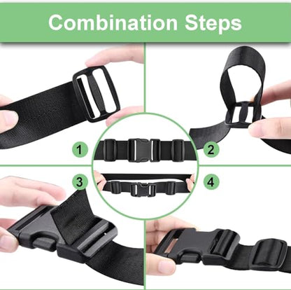 CooBigo 6 Set 1.5 Inch Plastic Quick Release Buckles + 12 pcs Tri-glide Slides - color: Black, size: 1.5"