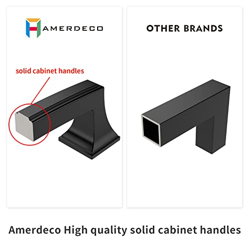Amerdeco 10 Pack Matte Black Cabinet Pulls 5 Inch(128mm) Hole Center Cabinet Hardware Kitchen Cabinet Handles for Bathroom Drawer Pulls Dresser Pulls ZH0010 - color: Matte Black, size: 5"/128MM Hole Center