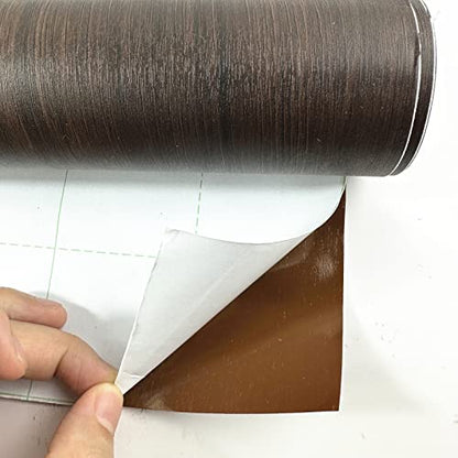 Moyishi Wood Grain Vinyl Sticker Decal Roll Car Interior Home Office Furniture DIY Film Wrap 30cmx100cm (Black) - color: Black
