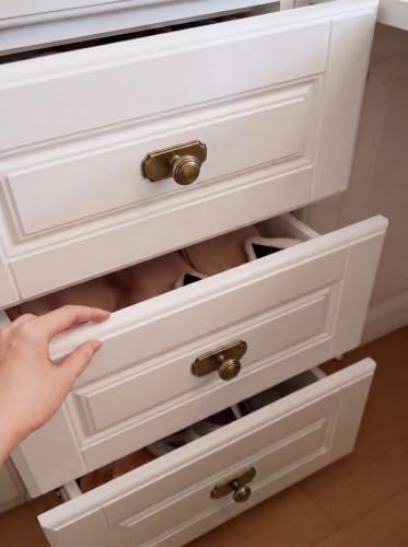 6Pack Champagne Bronze Cabinet Knobs with Backplate Drawer knobs - color: Antique Brass, style: Wide-Scalloped