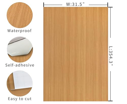 Extra Wide 31"x354" Wood Grain Contact Paper Brown Faux Wood Wallpaper - color: Yellow-Brown, size: 31.5" x 354.3"