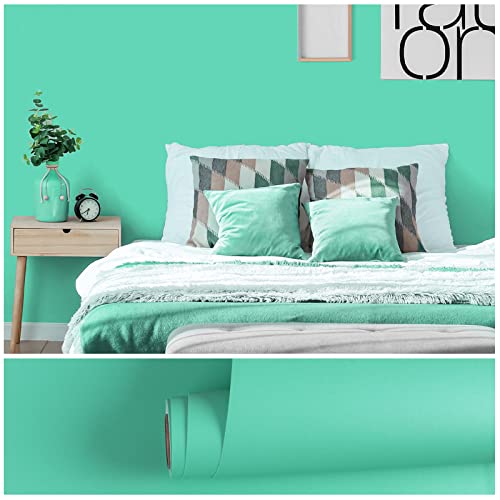 VEELIKE 15.7''x118'' Tiffany Green Wallpaper Peel and Stick Removable Green Contact Paper for Walls Cabinets Shelves Furniture Self Adhesive Vinyl Wall Covering Decorative for Bedroom Living Room Dorm - color: Tiffany Green, size: 15.7" x 118"