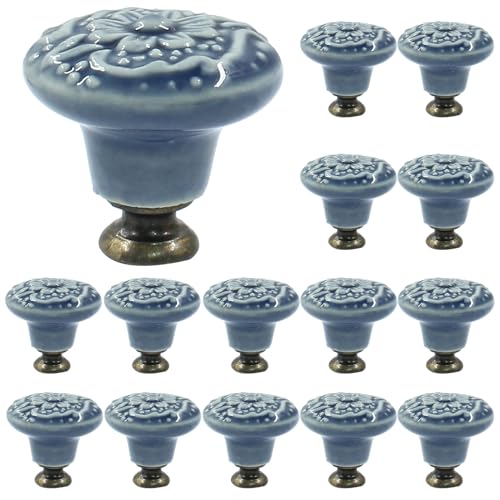 Piutouyar Blue Ceramic Cabinet Knobs, 34mm / 1.3 Inch, 15Pcs - color: Light Blue, size: 15 Pieces