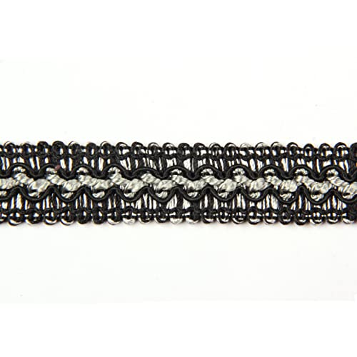 BEL AVENIR Braid Trim 0.78 inch 6.8 Yards Black Gimp Fabric Trim - color: Black