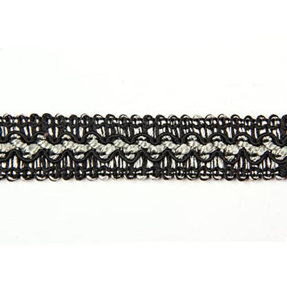 BEL AVENIR Braid Trim 0.78 inch 6.8 Yards Black Gimp Fabric Trim - color: Black
