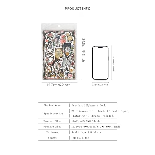 Prstincol Vintage Aesthetic Washi Stickers and Papers, 40 Sheets - style: celestial ocean