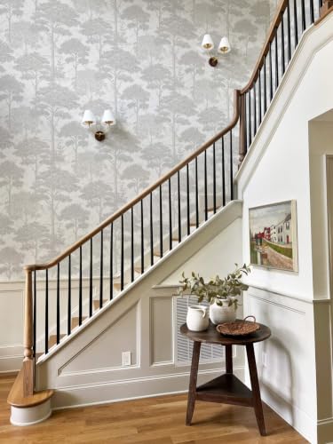 Ismoon Grey Peel Stick Wallpaper Forest Mural Toile Stick on Wallpaper - color: Gray, size: 17.3" x 196"