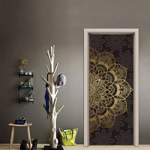 arricraft 2 Pcs Self-Adhesive Door Stickers, 31.5"x78.7" Mandala Pattern Door Murals Stickers Floral PVC Removable Wallpaper Decoration for Bedrooms Living Room - style: Mandala