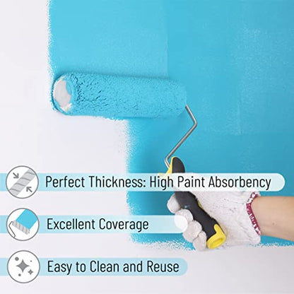 Bates- Paint Roller Kit, 9 Inch Roller Frame with 2 Microfiber Roller Covers, for Walls, Ceilings, Floors, and Home Painting (Pack of 2) - size: 3 Pcs (Pack of 2)