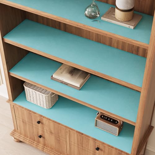 VaryPaper 15.7" x 78.7" Aqua Blue Velvet Fabric Self Adhesive Felt Drawer Liner Soft Fabric Flocking Lining for Jewelry Box Dresser Shelves Velvet Wallpaper Peel and Stick Large Felt Sheets for Crafts - color: Aqua Blue