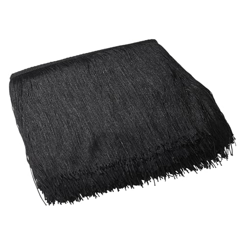 10 Yards Fringe Trim Tassel, 7-1/2 inch 19CM Long Beadthoven Polyester Fringe Trim Ribbon Tassels Sewing Lace Fabric Ribbon for Sewing Clothing Cushions Pillow Curtain Latin Dress Home Decor Black - color: Black, size: 7-1/2 inch(190mm)