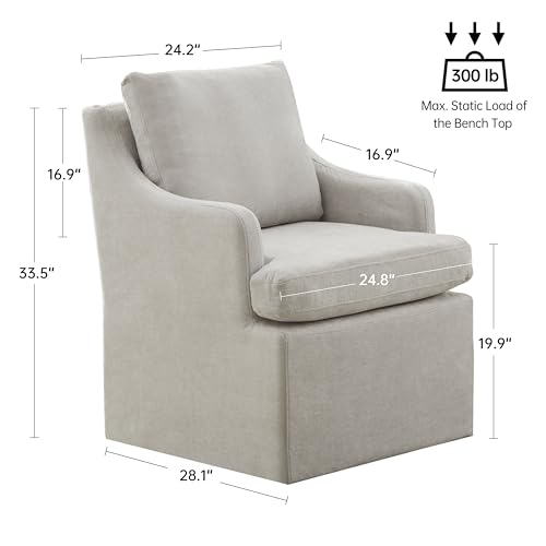 VKNOW Upholstered Dining Chairs Set of 6, Dining Room Chairs with Casters - color: Light Grey, size: 6