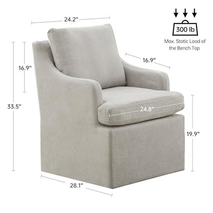 VKNOW Upholstered Dining Chairs Set of 6, Dining Room Chairs with Casters - color: Light Grey, size: 6
