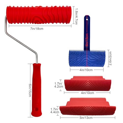 4-Pack Wood Grain Tool, Wood Graining Roller Painting Tool - size: 3pcs+1Roller
