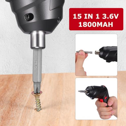 Rechargeable Cordless Screwdriver with Led Light Compact 6.7In