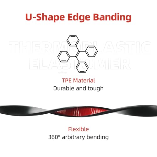 U-Shape Edge Banding, 0.6 inch x 20ft TPE Black Veneer Edging Trim - color: Black, size: 0.6 in x 20ft