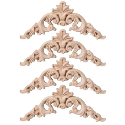 4 Pcs 3 Inch Wood Appliques Scroll Corner Carving