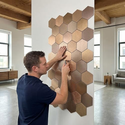 Mosaic Wall Sticker, 13.4x11 Inch, Copper, 10 Pack - color: Copper