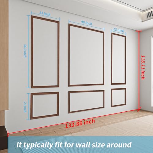 Art3d Pre-Cut Wall Molding Set of 6 pcs, 3 Top 3 Bottom, Walnut - color: Walnut: Style 2