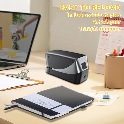 Electric Stapler, 25 Sheet, Include 2000 Staples and 1 Remover, Jam Free, Professional and Home Office Stapler，Battery not Included，AC or Battery Powered. - color: Silver Electric Stapler