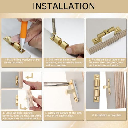 Double Roller Catch Cabinet Latches 40 mm,Solid Brass,Pack of 12,Gold - color: Gold, size: 40 mm