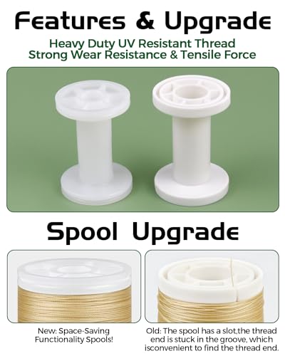 330 Yards FIVEIZERO Extra Strong Upholstery Thread,Cream Bonded Nylon Thread for Denim Leather,Craft,Machine,DIY and Home (2 Pack) CJ - color: Cream