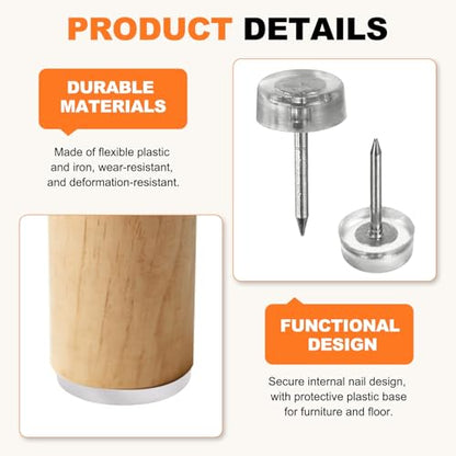 uxcell 12Pcs Furniture Sliders, 10mm Round Plastic Furniture Guides Nail-on Pads, Hardwood Floor Protectors for Chair, Table, Desk, Cabinet Leg, Transparent - size: 10mm