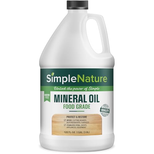SimpleNature Food Grade Mineral Oil - for Moisturizing, Lubricating, Restoring & Protecting Wood, Cutting Boards, Butcher Block, Countertops, and Stainless Steel (1 Gallon) - size: 1 Gallon