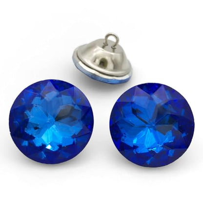 25PCS 25mm Crystal Glass Buttons Sewing Rhinestone Buttons (Blue ZJ) - color: Blue Button(ZJ)